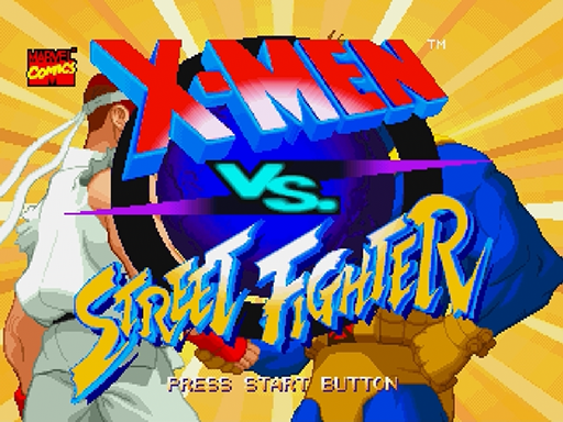 X-Men vs. Street Fighter title screen for Sega Saturn